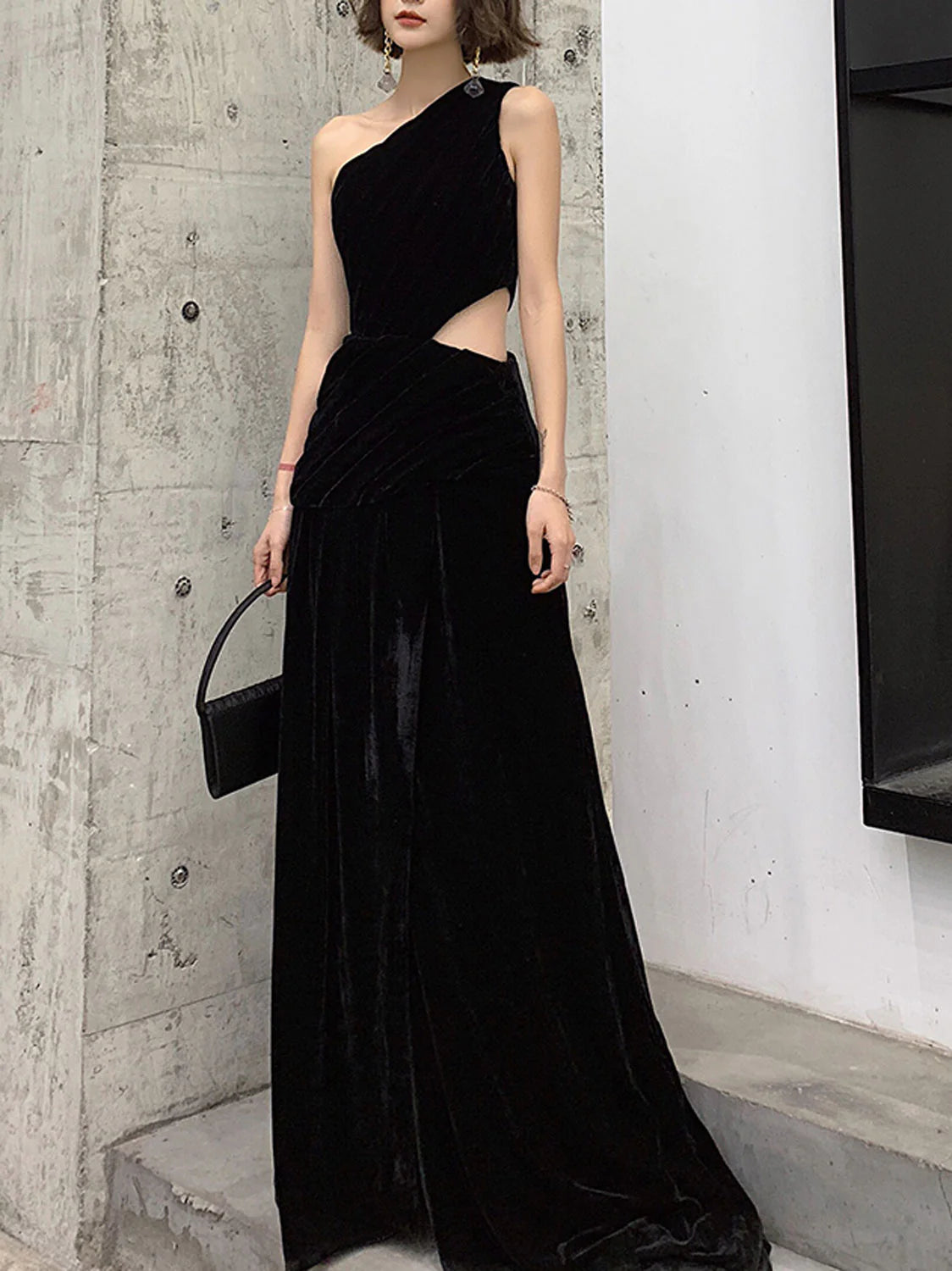 Wholesale Black velvet long prom dress black velvet evening dress gowns evening dresses